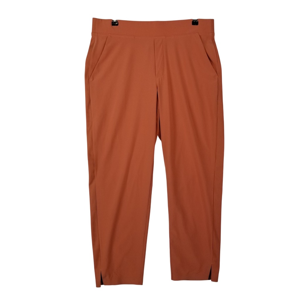 Athleta Brooklyn Ankle Pants‎ Womens 14 Terracotta Orange Ribbed Trim 210426